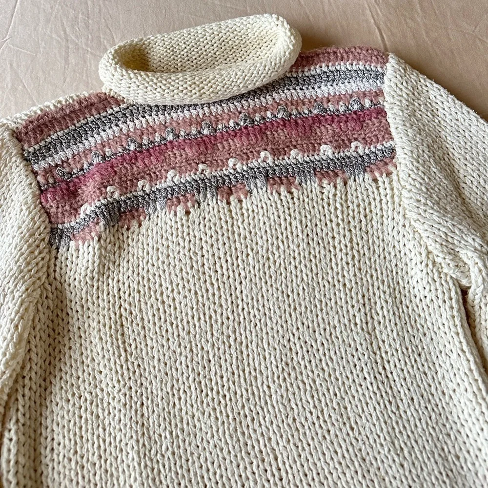 Vintage Silk Blend Jennifer Reed Hand-knit Sweater, M - Picture 2 of 9
